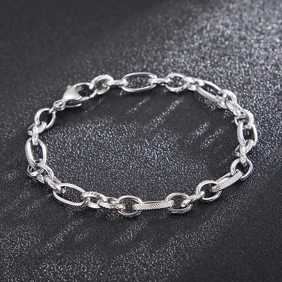 Stainless Steel 18K Gold Plated Basic Simple Style Solid Color Bracelets