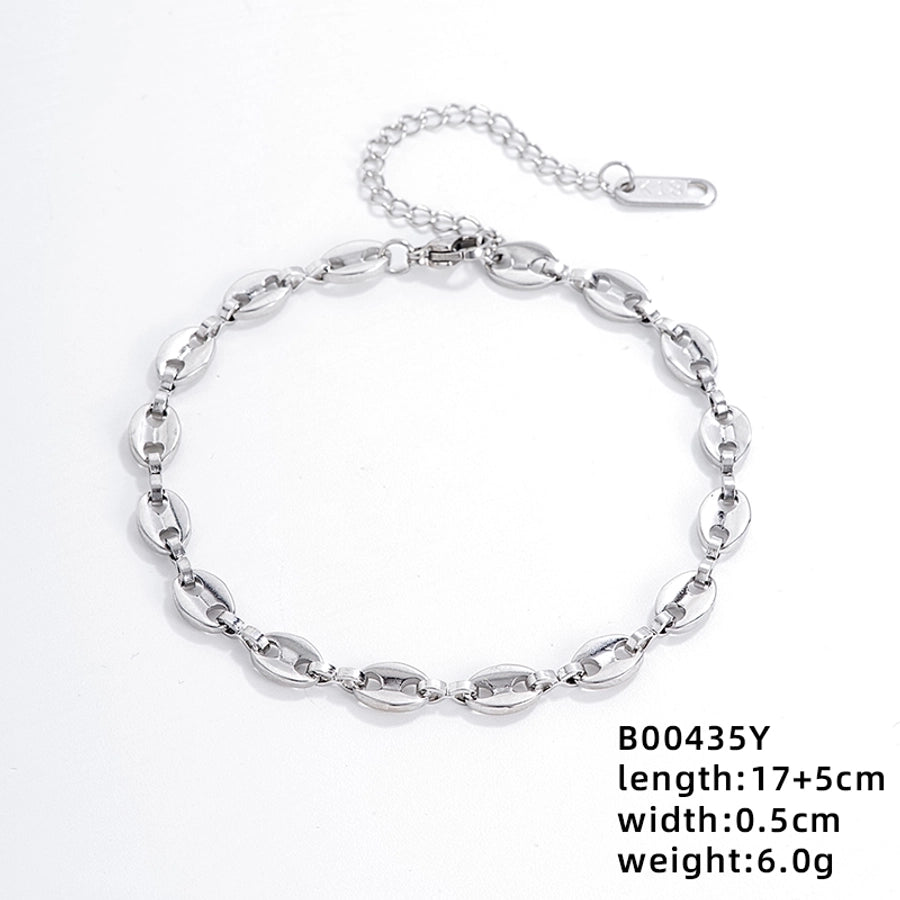 Stainless Steel K Gold Plated Rhodium Plated Plating Solid Color Bracelets