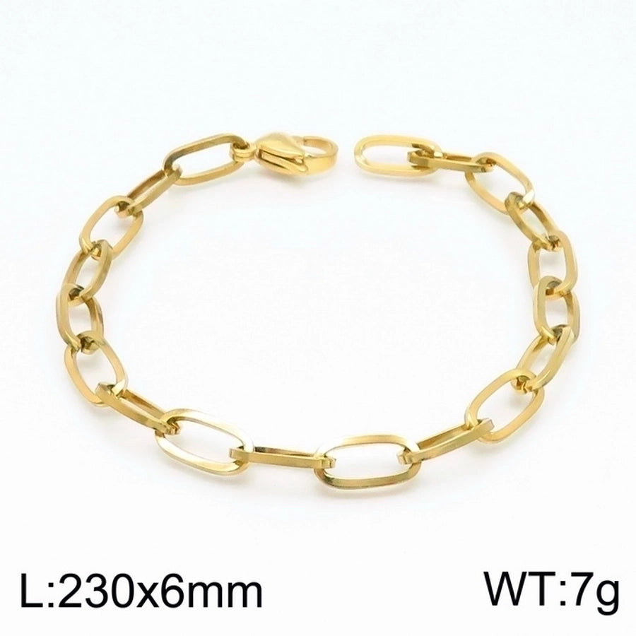 Stainless Steel 18K Gold Plated Basic Simple Style Solid Color Bracelets