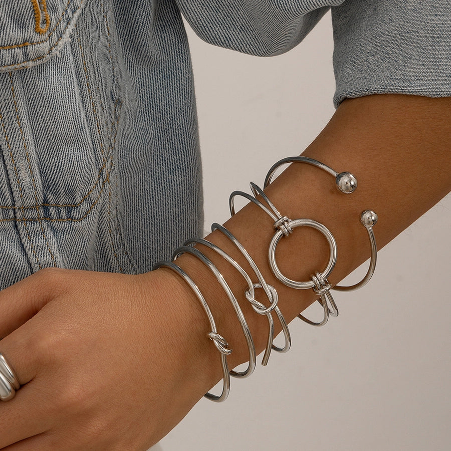Simple Style Solid Color Metal Iron Bangles