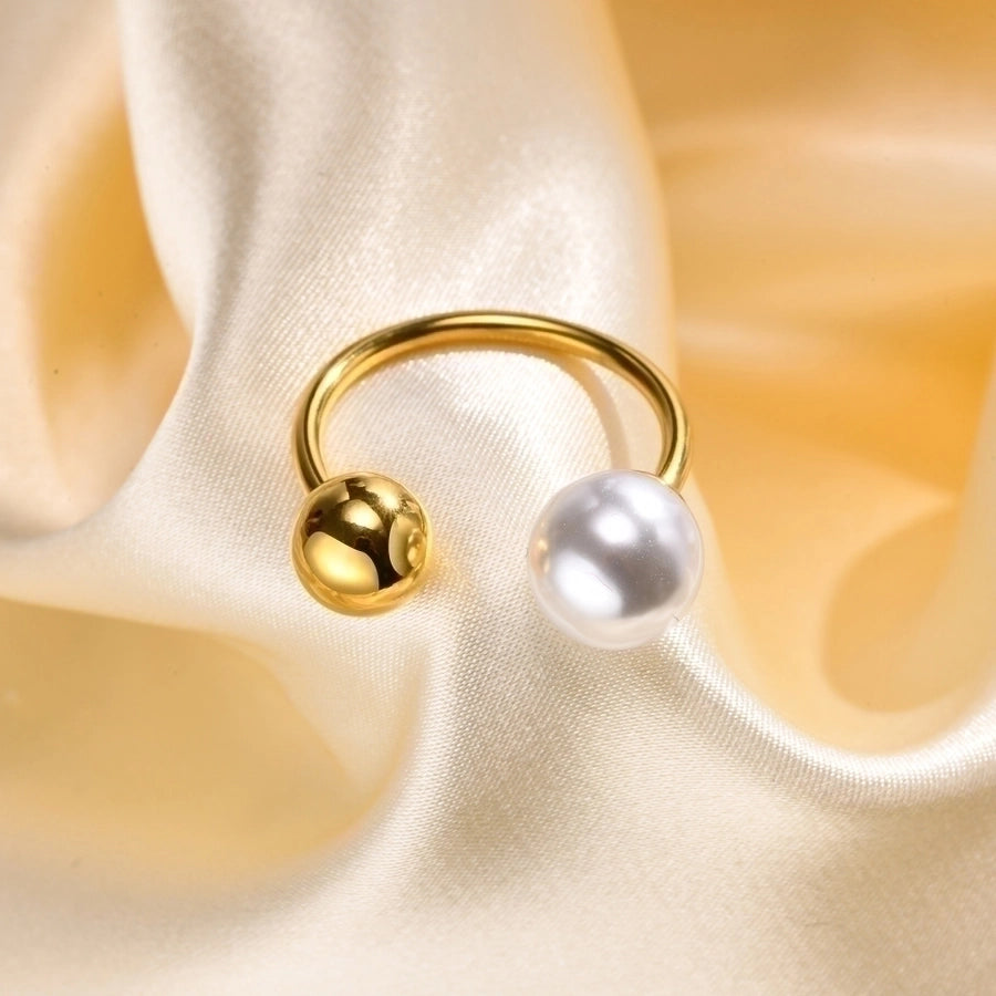 18K Gold Plated Pearls Open Ring