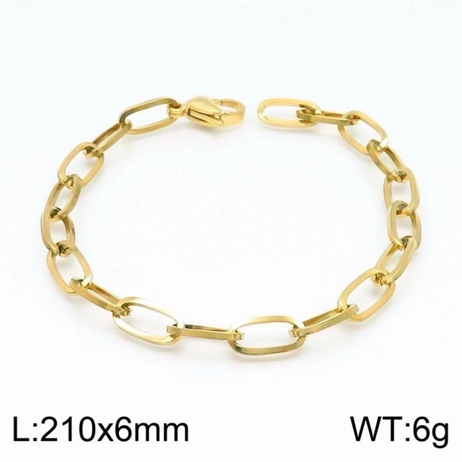 Stainless Steel 18K Gold Plated Basic Simple Style Solid Color Bracelets