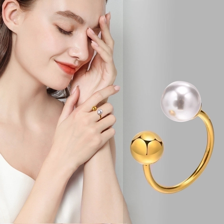18K Gold Plated Pearls Open Ring