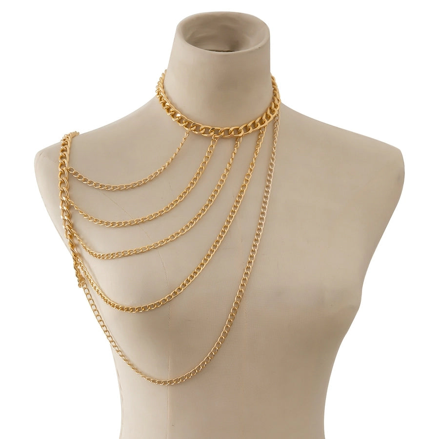 Fashion Hanging Neck Chain Clavicle Necklace Sexy Geometric U-shaped Tassel Single Shoulder Body Chain for Women