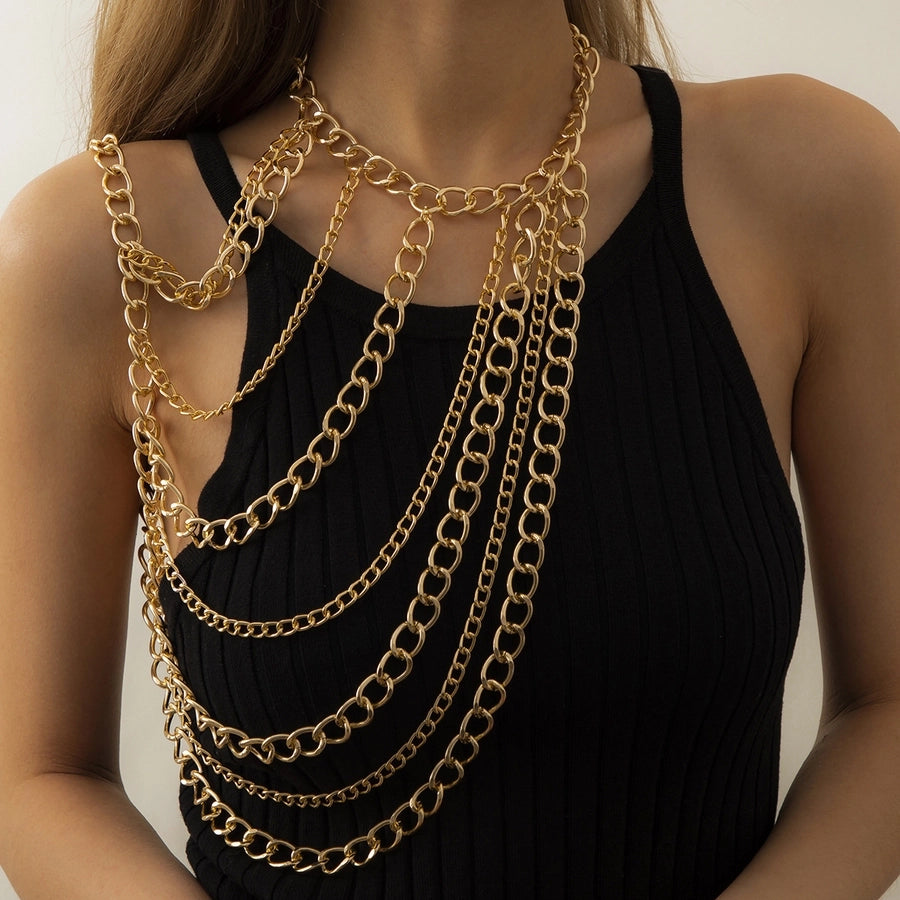 Fashion Hanging Neck Chain Clavicle Necklace Sexy Geometric U-shaped Tassel Single Shoulder Body Chain for Women