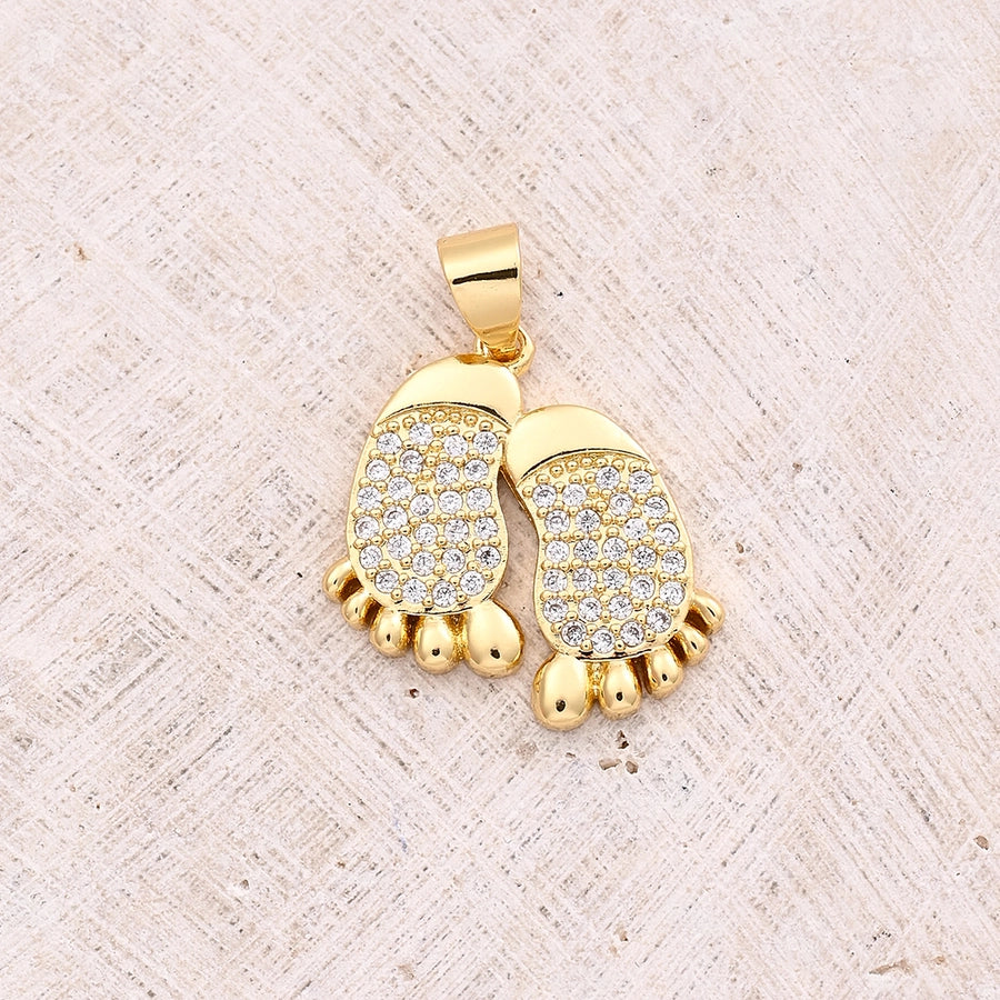 1 Pc/Package 14x10mm 18x16mm 22x20mm 3mm 5x3mm Copper Zircon 18K Gold Plated Round Paw Print Footprint Polished Pendant Jewelry Accessories