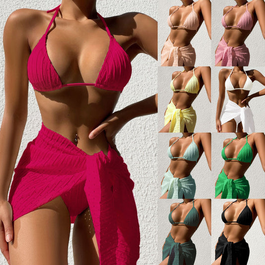 Swimsuit backless sexy solid color bikini set