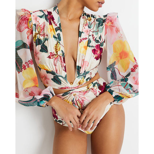 New one-piece swimsuit, European and American sexy hollow out bikini