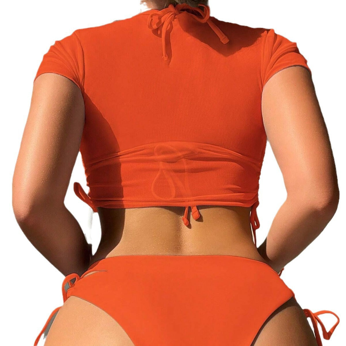 European and American bikini three piece swimsuit women's popular beach tie bikini swimsuit split swimsuit