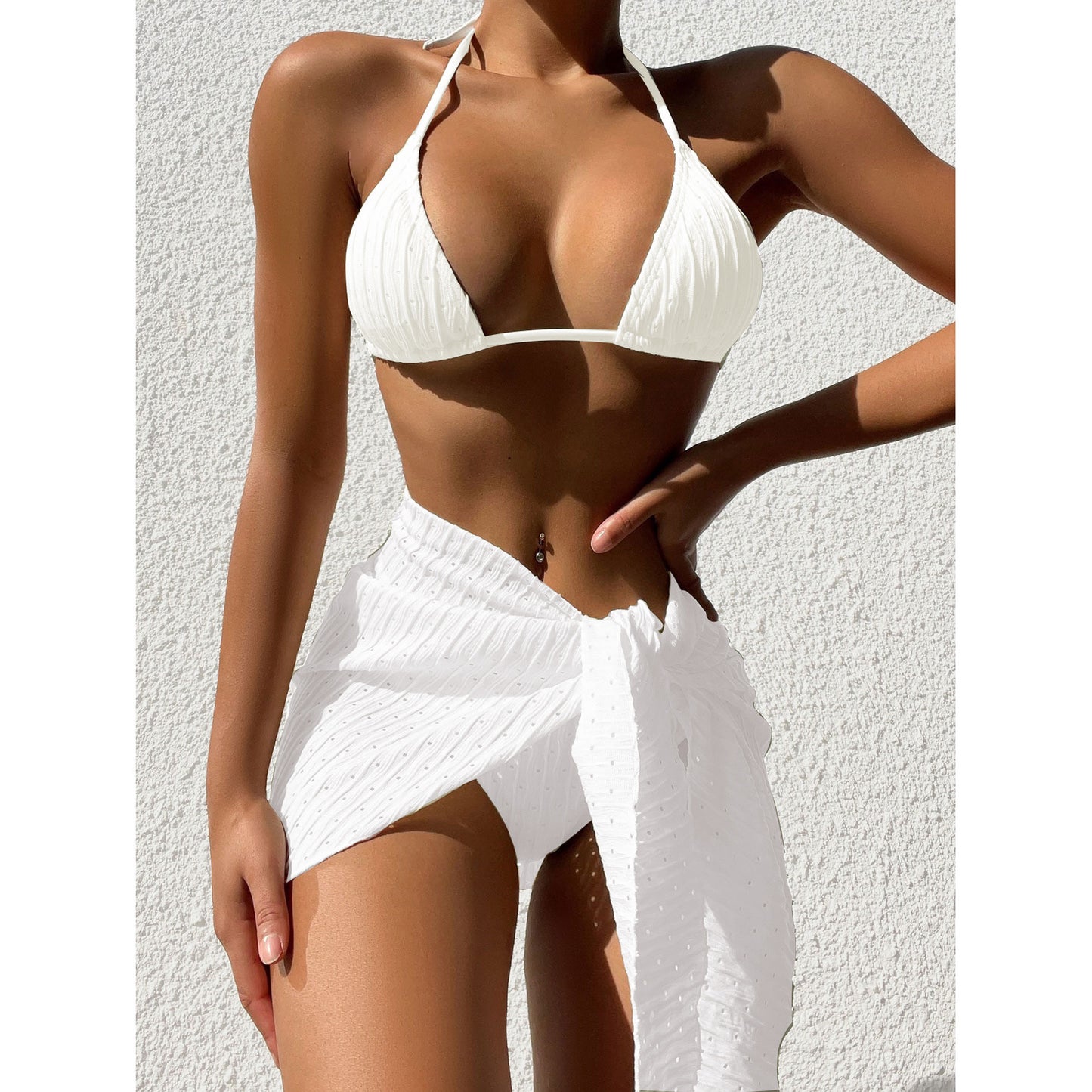 Swimsuit backless sexy solid color bikini set