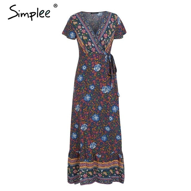 Vintage floral print summer dress