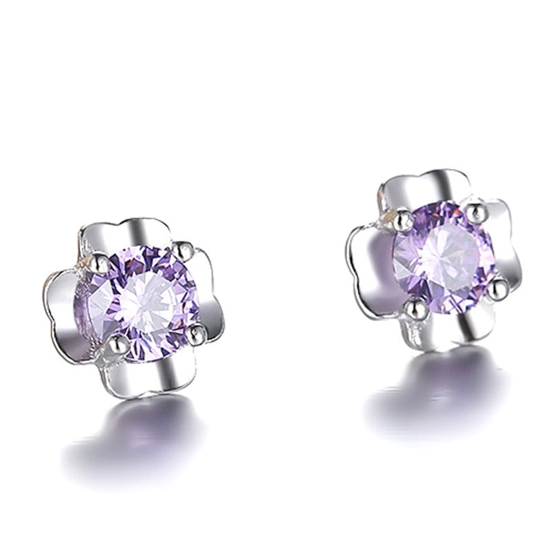 Silver Plated 925 Crystal Earrings Jewelry