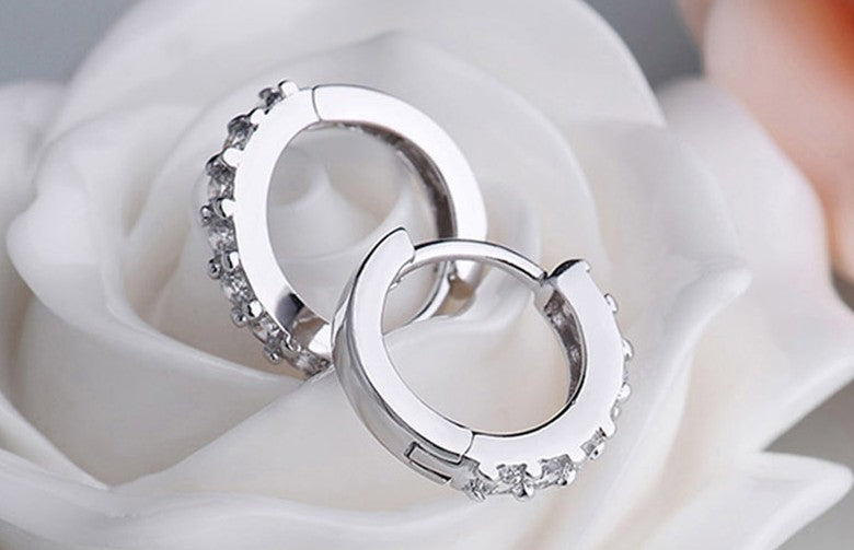 925 Sterling Silver Crystal Circle Earring For Women