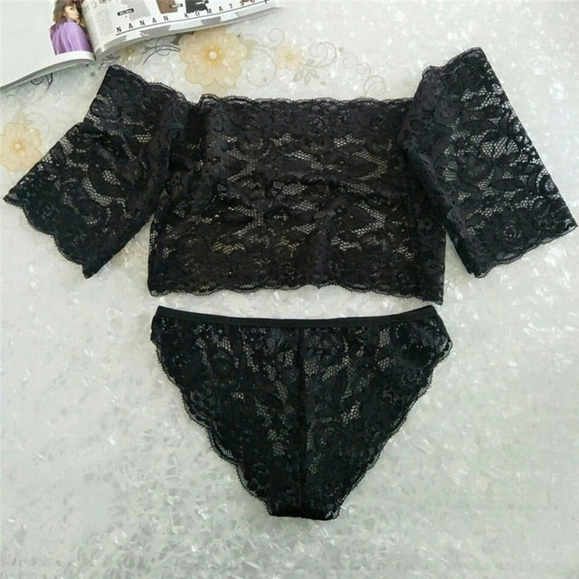 Set Bra Set Sexy Lingerie Lace Tank Top Female Hollow-out Wrap