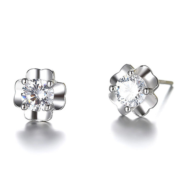 Silver Plated 925 Crystal Earrings Jewelry