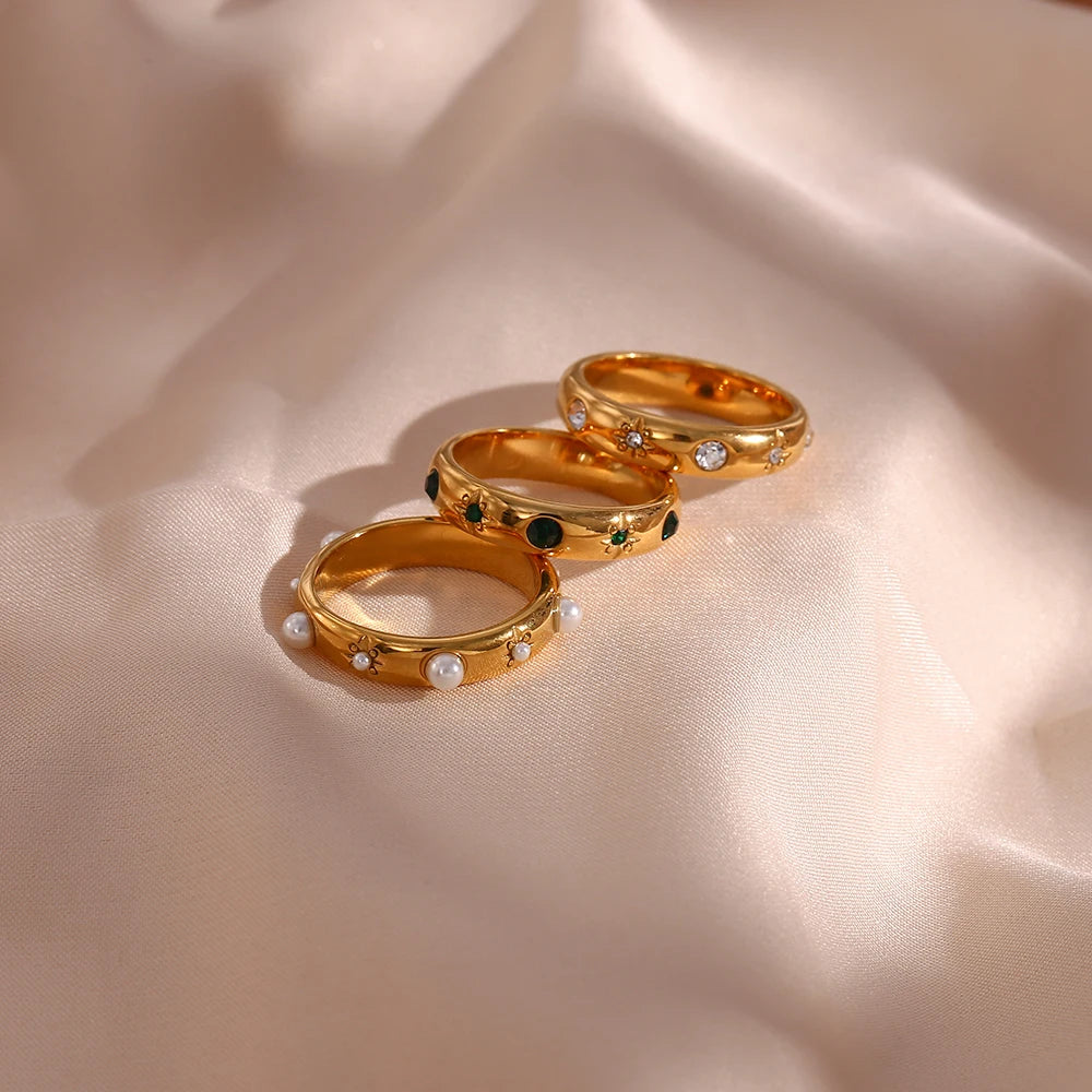 18K Gold Plated Rings Stainless Steel Jewelry