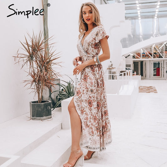 Vintage floral print summer dress