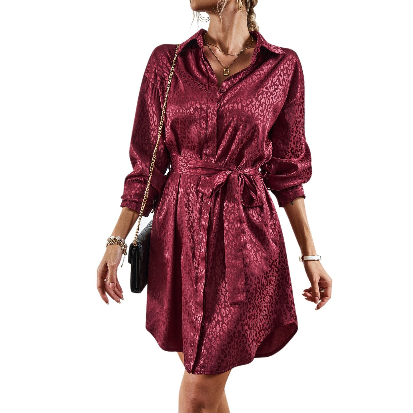 Shirt Dress Women's Autumn and Winter Elegant Long