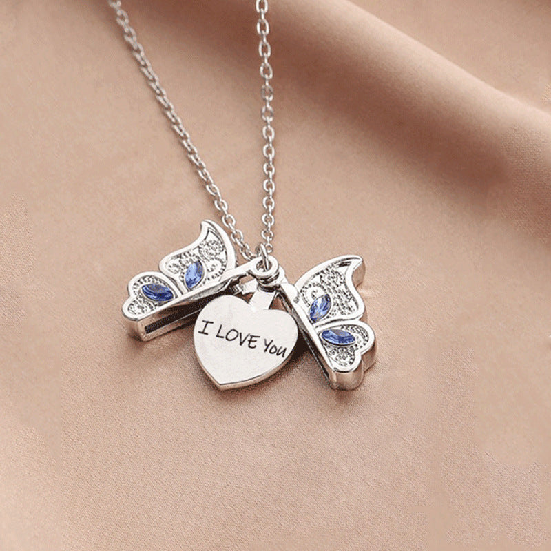 New diamond butterfly heart necklace for women,pendant necklace