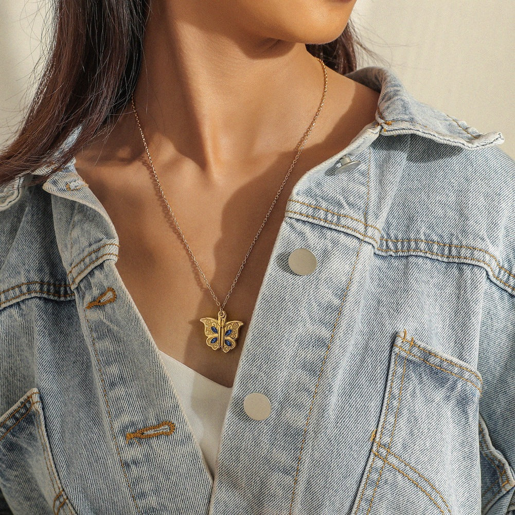 New diamond butterfly heart necklace for women,pendant necklace
