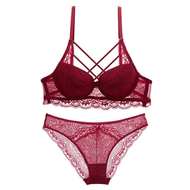 Black Bra Set Push Up Brassiere Thick Cotton Underwear