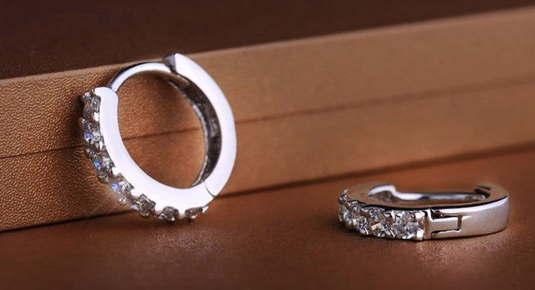 925 Sterling Silver Crystal Circle Earring For Women