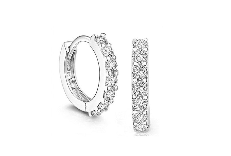 925 Sterling Silver Crystal Circle Earring For Women