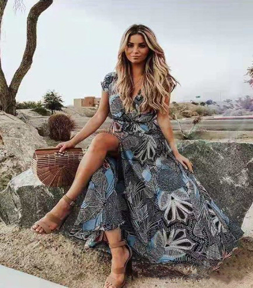 Bohemian New Print Dress Beach Women's Casual