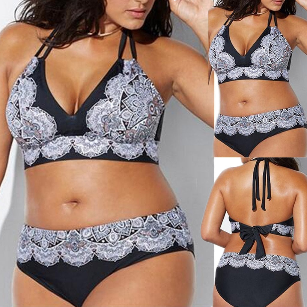Bikinis Women Women Plus Size Bandage Printing Padded