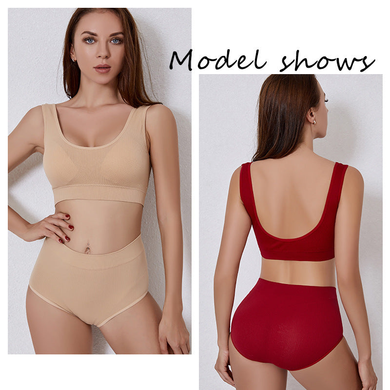 Beauty Vest With Pair Of Breasts Top Support Bra Underwear Two-Piece Set