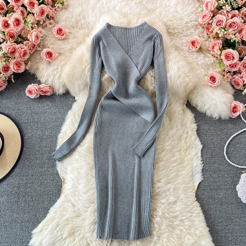 Elegant Cross V-neck Dress