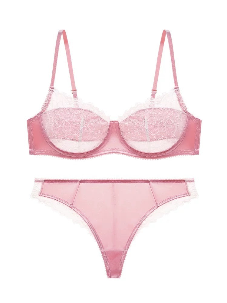 Sexy pure desire lingerie French bra lace with steel ring thin lingerie women's set