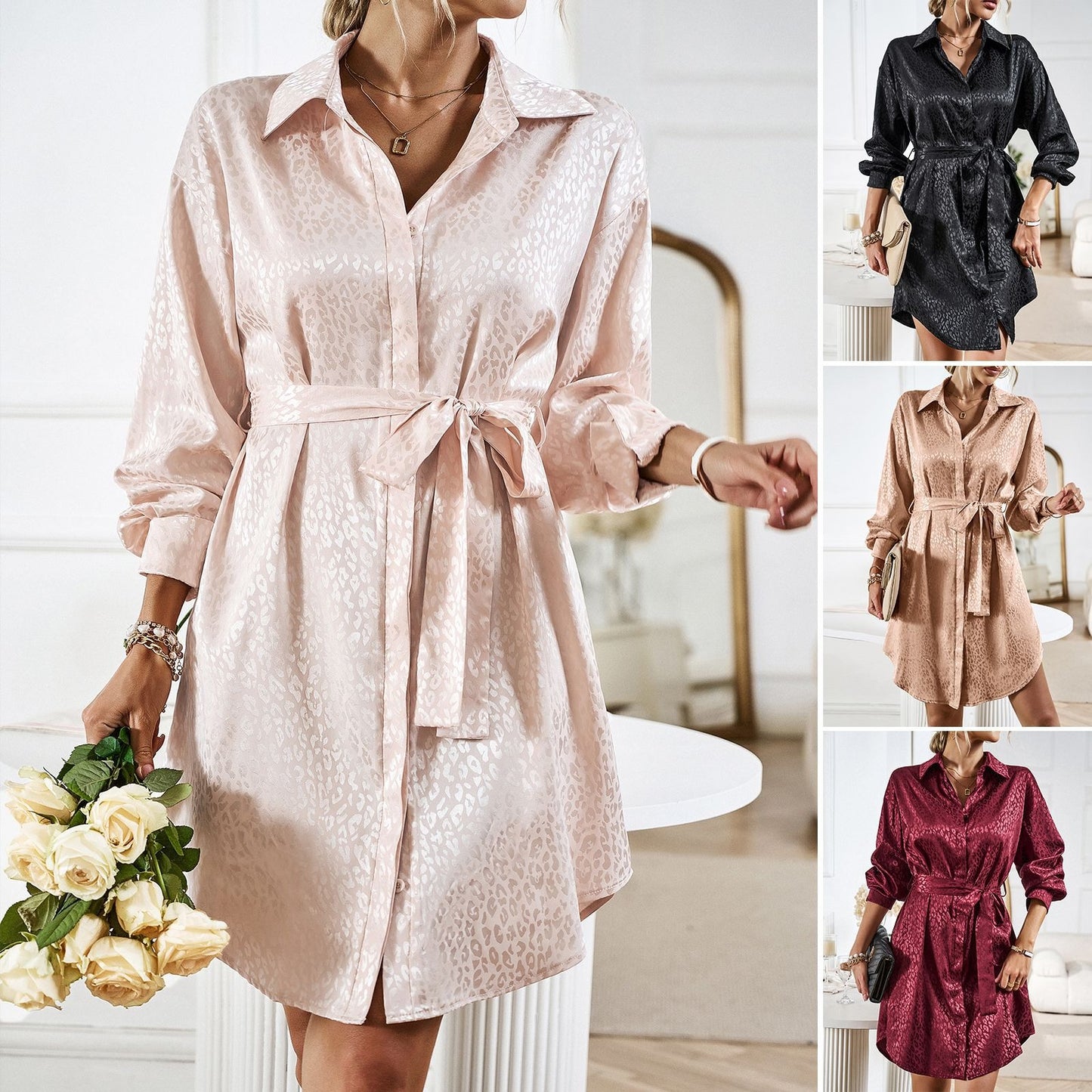 Shirt Dress Women's Autumn and Winter Elegant Long
