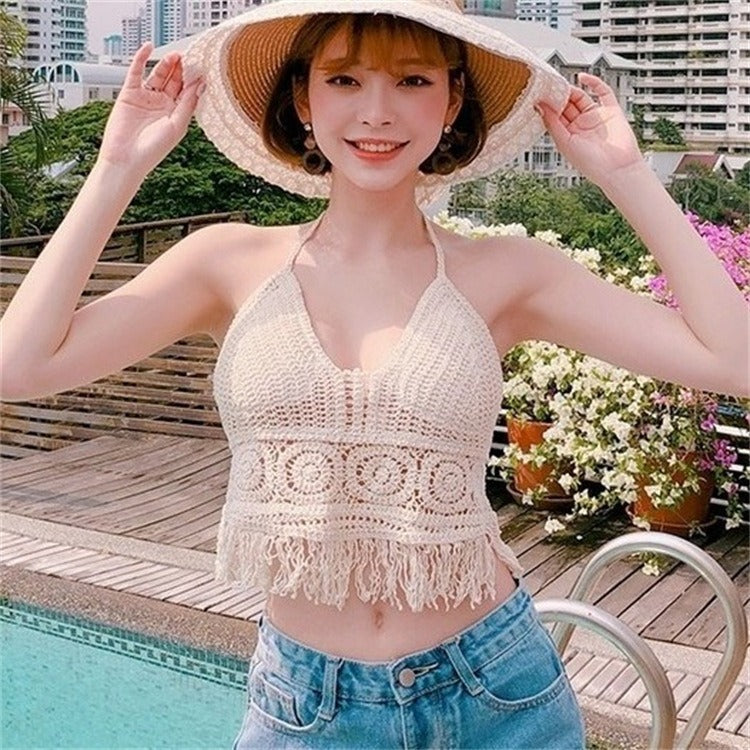 Bra Embroidered Tank Top Women's Short Top