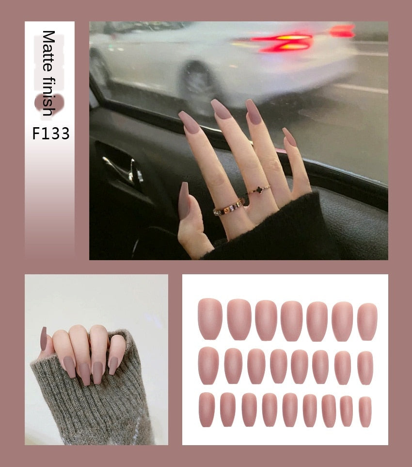 Nail Art Fake Stiletto Tips Clear Press on Long  with Glue