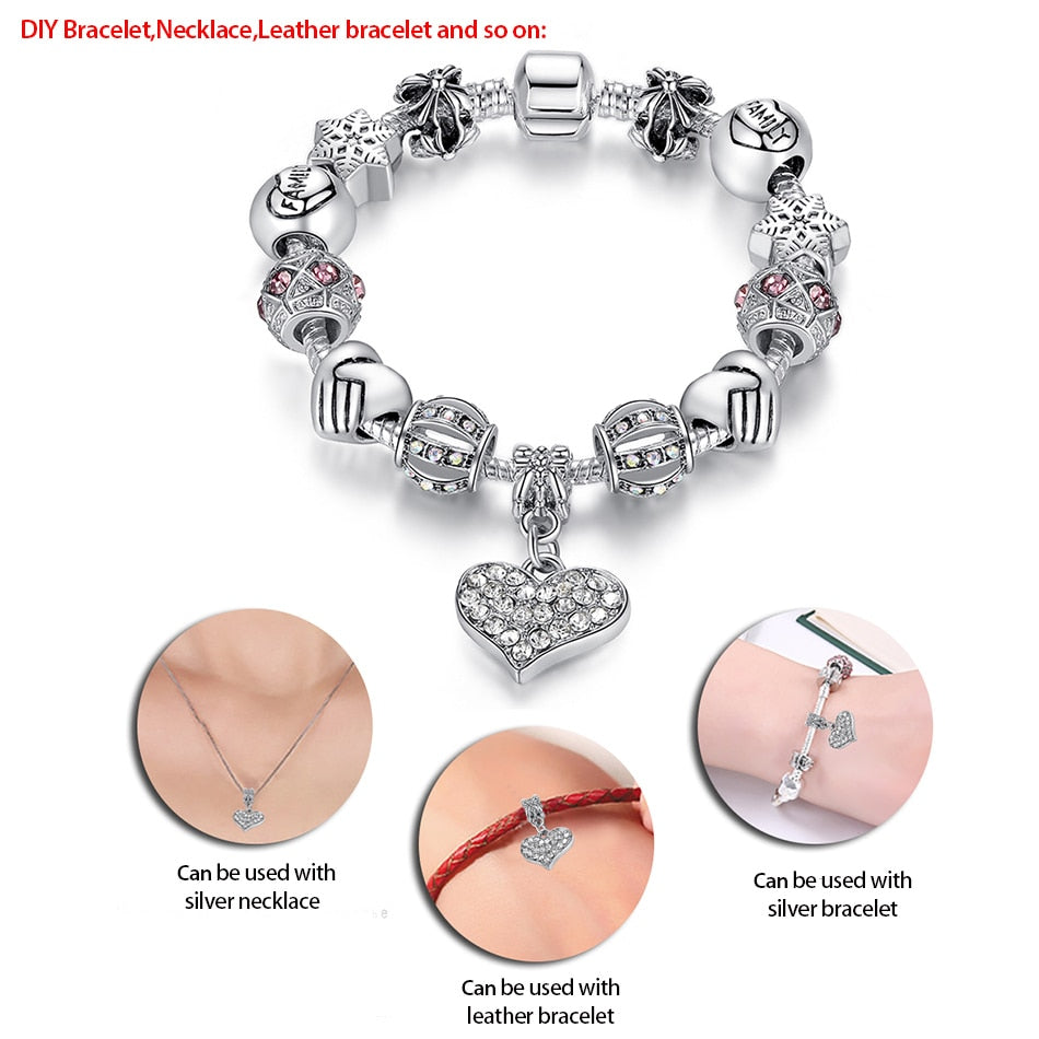 Bracelet 925 Unique Silver Crystal Charm Bracelet