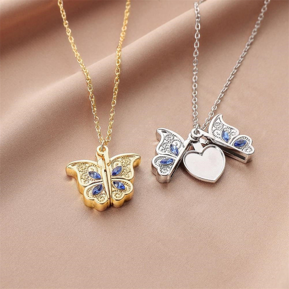 New diamond butterfly heart necklace for women,pendant necklace
