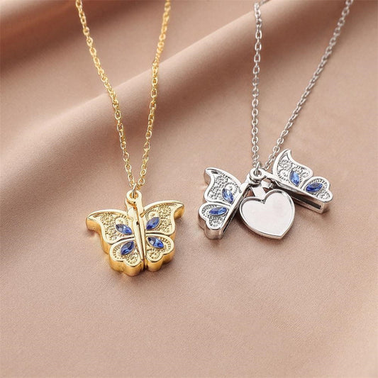 New diamond butterfly heart necklace for women,pendant necklace