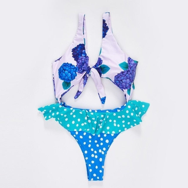 Sexy Bikinis Sets  One Piece Swimsuit Women Print Swimwear