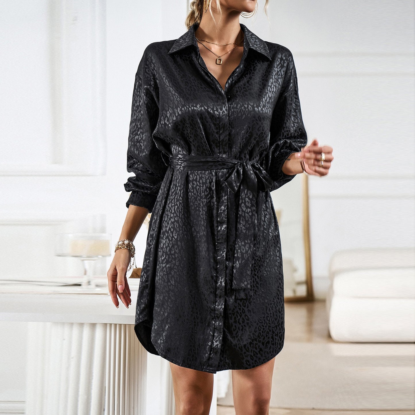 Shirt Dress Women's Autumn and Winter Elegant Long