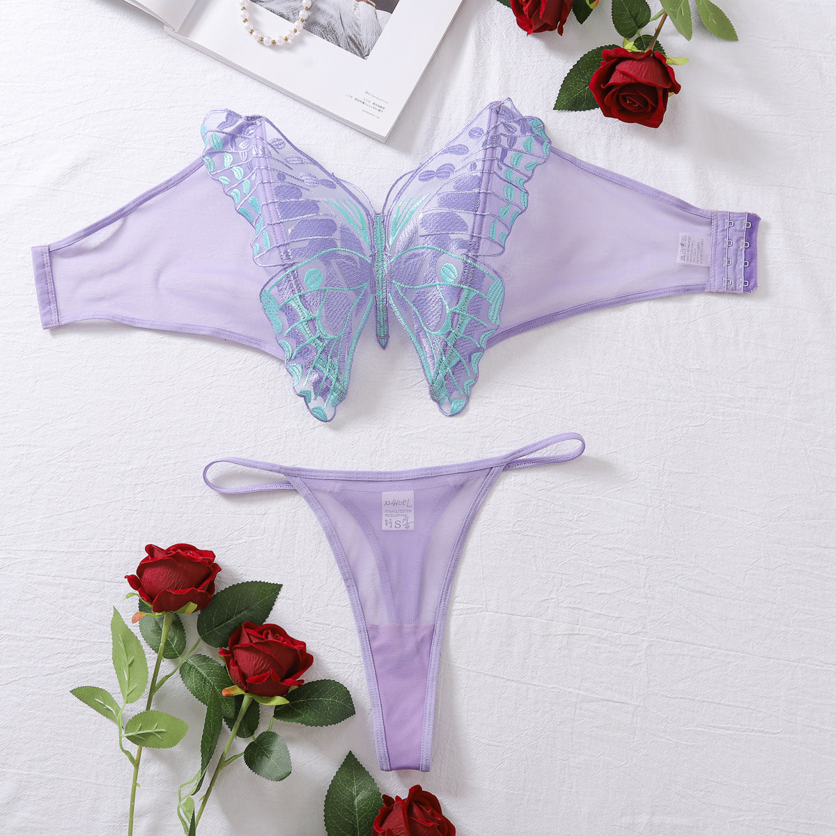 Sexy lingerie two-piece suit for women butterfly