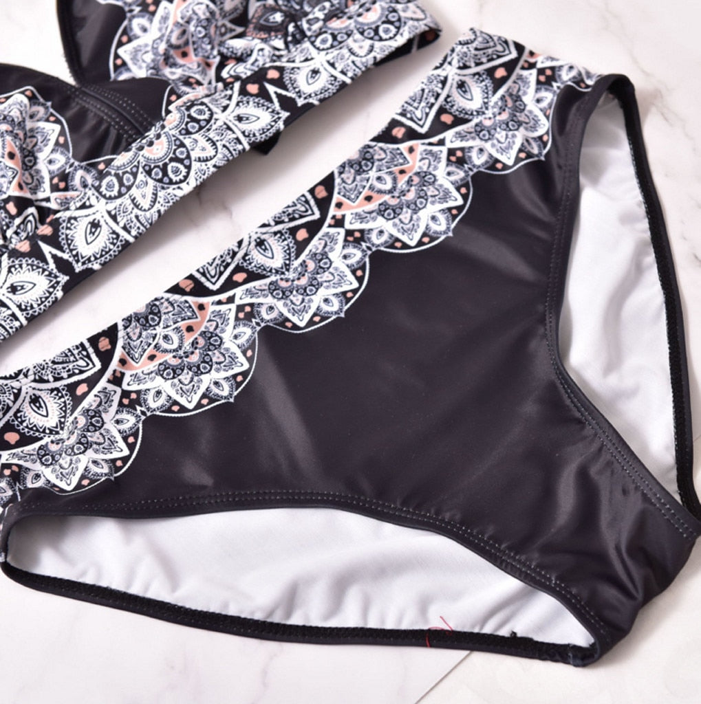 Bikinis Women Women Plus Size Bandage Printing Padded