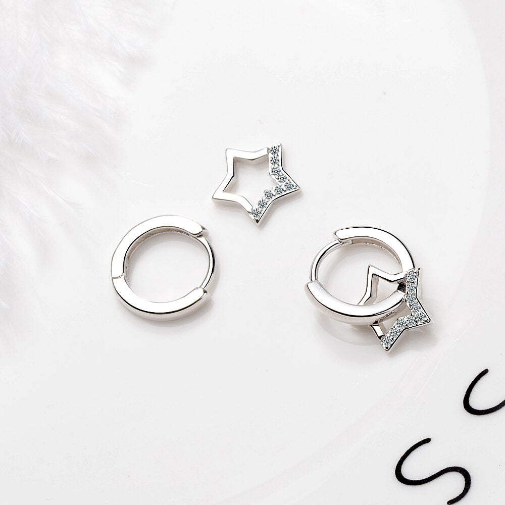 925 Sterling Silver Zircon Star Tassel Earrings