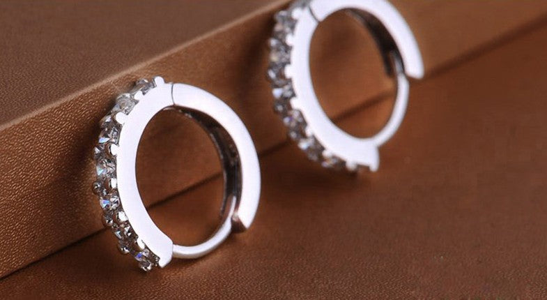 925 Sterling Silver Crystal Circle Earring For Women