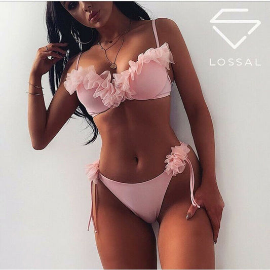 Sexy Bikini Set Two-Pieces Ruffles Push Up