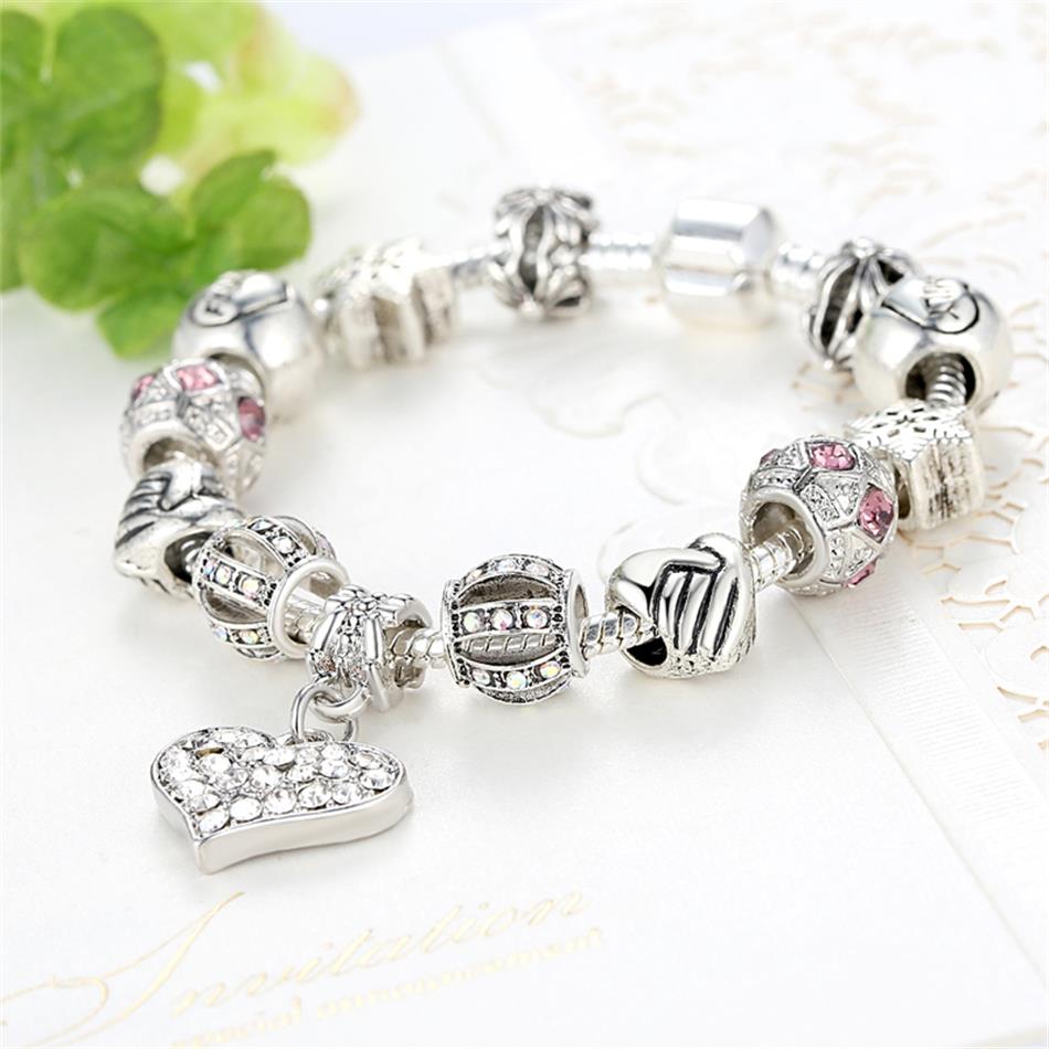 Bracelet 925 Unique Silver Crystal Charm Bracelet