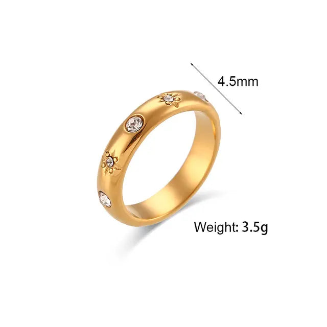 18K Gold Plated Rings Stainless Steel Jewelry
