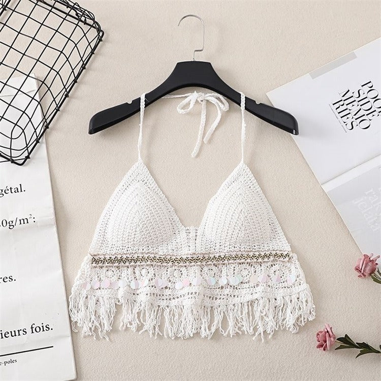 Bra Embroidered Tank Top Women's Short Top