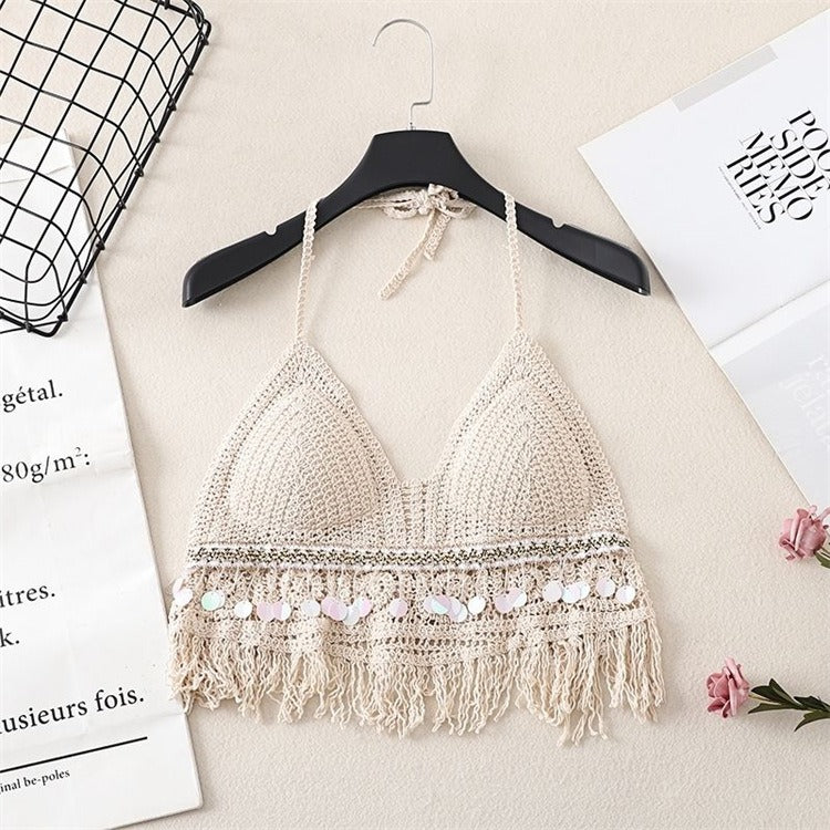 Bra Embroidered Tank Top Women's Short Top