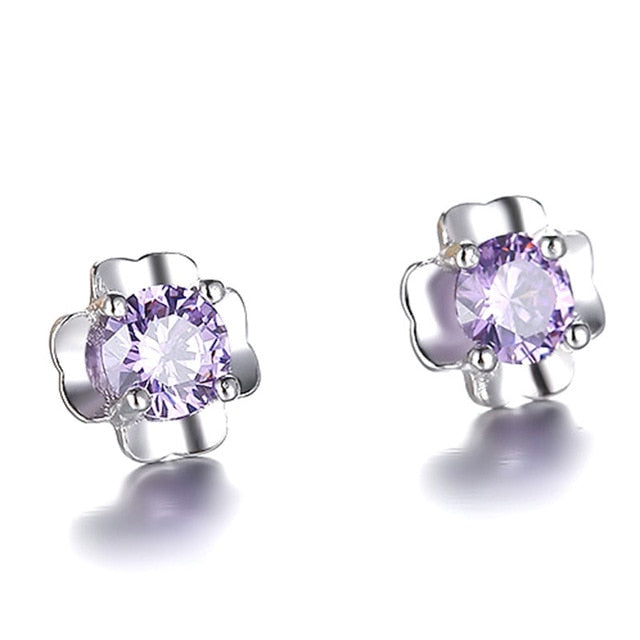 Silver Plated 925 Crystal Earrings Jewelry